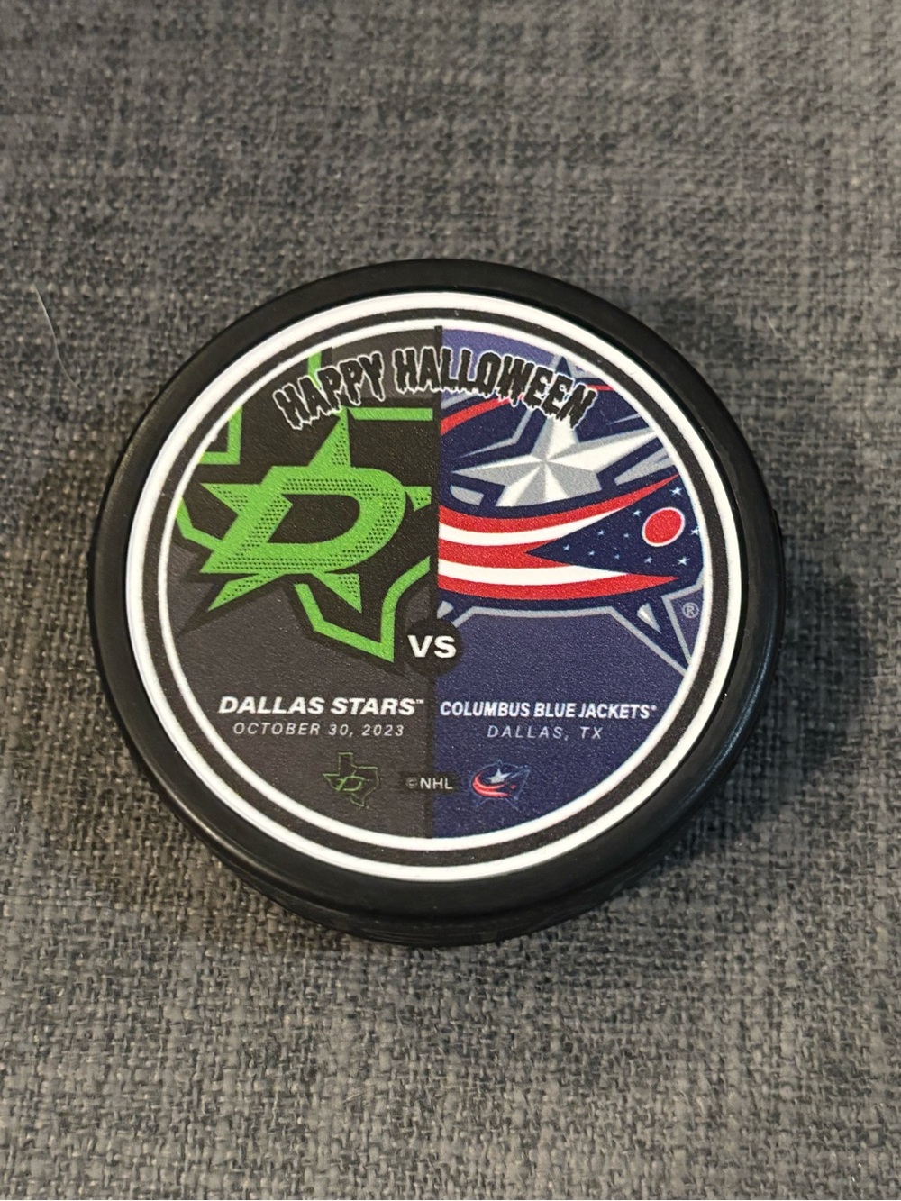 Dallas Stars vs Columbus Blue Jackets Happy Halloween Hockey Puck Night 10/30/23